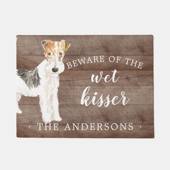 Draad Haired Fox Terrier.Dog Gepersonaliseerde deu Deurmat (Voorkant)