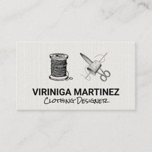 Draad Naald Stof Schaar & Vingerhoed Visitekaartje