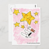 Draad vezel doodsbang op een ster briefkaart (Voorkant / Achterkant)