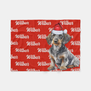 Draadharige Dachshund Kerstman Hond Naam op maat K Fleece Deken