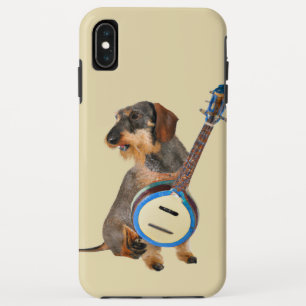 Draadharige Daschund die Banjo Speelt iPhone XS Max Hoesje