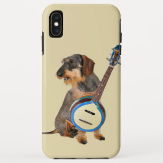 Draadharige Daschund die Banjo Speelt iPhone XS Max Hoesje