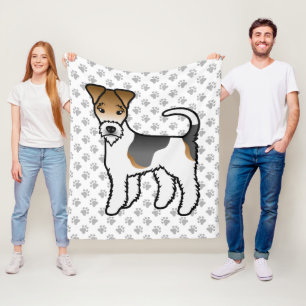 Draadharige driekleurige vos terriër Cute Cartoon- Fleece Deken
