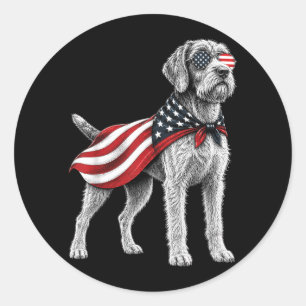 Draadharige Pointing Griffon 4 juli Amerikaans Ronde Sticker