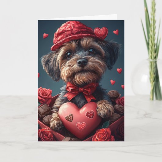 Draadharige Pointing Griffon-harten Valentijnsdag Kaart (Voorkant)