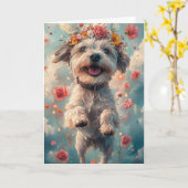 Draadharige Pointing Griffon harten valentijnsdag Kaart (Gele Bloem)