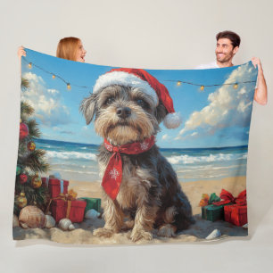 Draadharige Pointing Griffon Hond Kerstmis Strand Fleece Deken