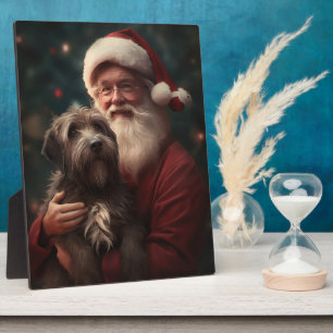 Draadharige Pointing Griffon Kerstman Kerstmis Fotoplaat