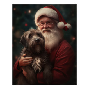 Draadharige Pointing Griffon Kerstman Kerstmis Perfect Poster