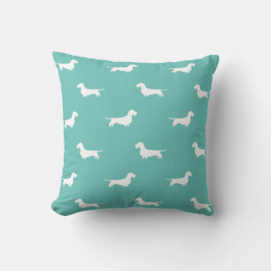 Draadharige teckel hond silhouetten patroon Blauwg Kussen