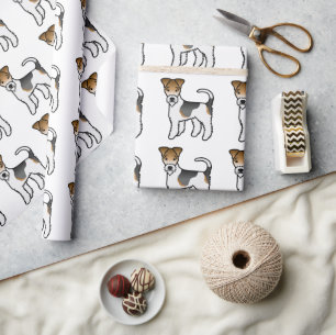 Draadharige vossterriër met driekleurpatroon cadeaupapier