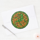 Draadloze gekko, kleurwaarnemingstest, zwart ronde sticker (Envelop)