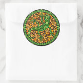 Draadloze gekko, kleurwaarnemingstest, zwart ronde sticker (Tas)