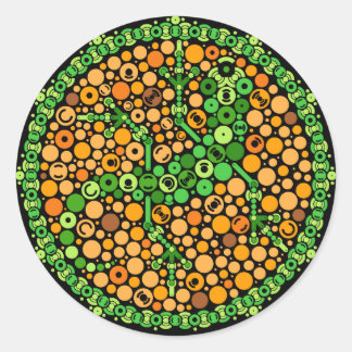 Draadloze gekko, kleurwaarnemingstest, zwart ronde sticker