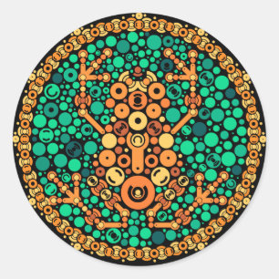 Draadloze kikker, kleurwaarnemingstest, zwart ronde sticker