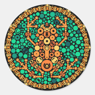 Draadloze kikker, kleurwaarnemingstest, zwart ronde sticker