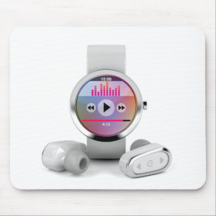 Draadloze oortelefoons en slim horloge muismat