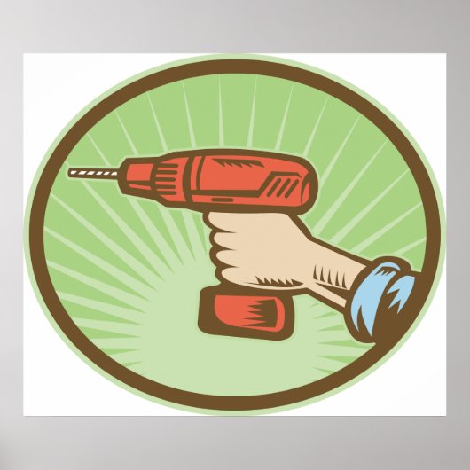 Draadloze Retro-boor Poster (Voorkant)