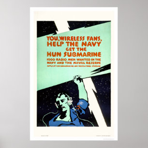 Draadloze ventilatoren, Help de marine (US02299) Poster