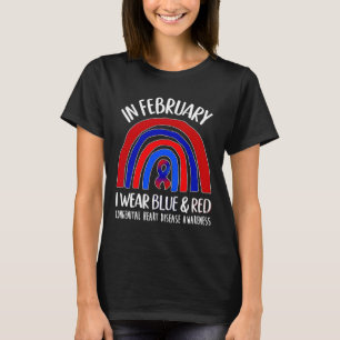 Draag blauw & rood congenitale hartziekte bewu t-shirt