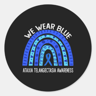 Draag blauw voor ataxie teleangiectasie bewustzijn ronde sticker