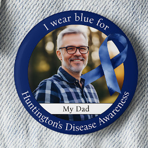 Draag Blauw voor de ziekte van Huntington bewustzi Ronde Button 5,7 Cm