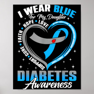 Draag blauw voor diabetesbewustzijn bij dochter bl poster