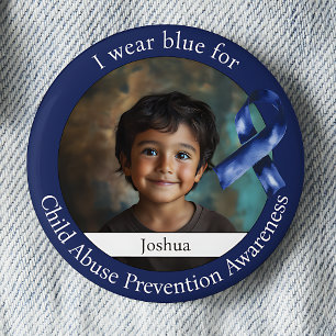 Draag Blauw voor het Kinderkindermishandeling Prev Ronde Button 5,7 Cm