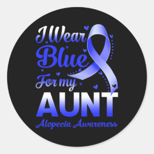 Draag blauw voor mijn tante alopecia bewustzijn ronde sticker