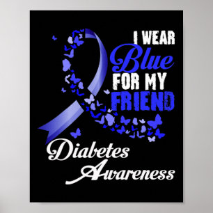Draag blauw voor mijn vriend T1D Diabetes Awarenes Poster