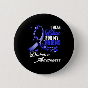 Draag Blauw Voor Mijn Vriend T1d Diabetes Bewustzi Ronde Button 5,7 Cm