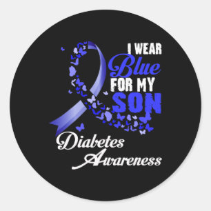 Draag Blauw Voor Mijn Zoon T1d Diabetes Bewustzijn Ronde Sticker