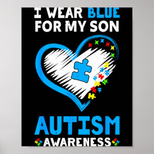 Draag Blauw voor Zoon Autisme Bewustzijn Familie M Poster