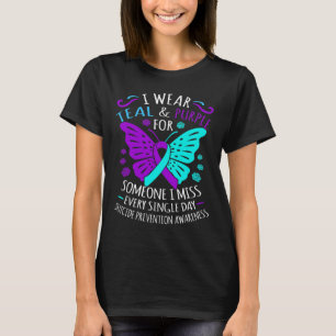 Draag Blauwgroen en Paarse Happy Suicide Bewusthei T-shirt