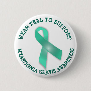Draag Blauwgroen om myasthenia gravis bewustzijn t Ronde Button 5,7 Cm