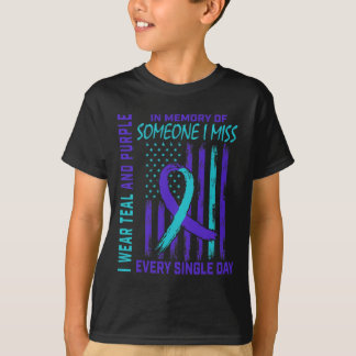 Draag Blauwgroen Paarse voor iemand die ik suicide T-shirt