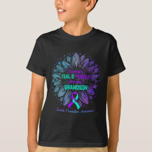 Draag Blauwgroen Paarse voor kleinzoon zelfmoordpr T-shirt