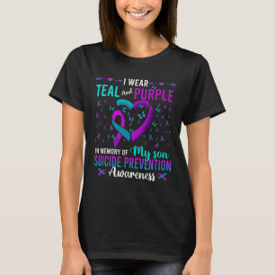 Draag Blauwgroen Paarse voor mijn zoon zelfmoordpr T-shirt