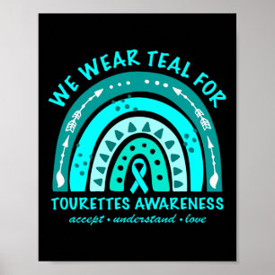 Draag Blauwgroen Tourette Syndrome Awareness Rainb Poster