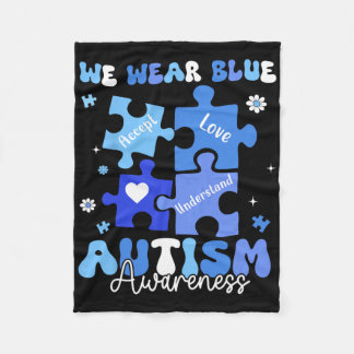 Draag Blues Autisme Bewustzijn Accepteer Neurodive Fleece Deken