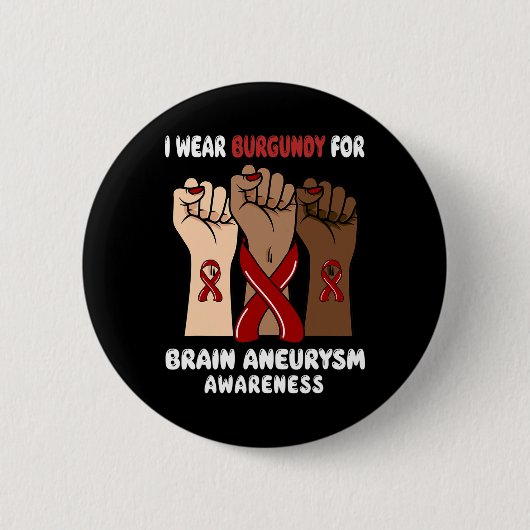 Draag Bourgogne voor Brain Aneurysm Awareness Ronde Button 5,7 Cm (Voorkant)