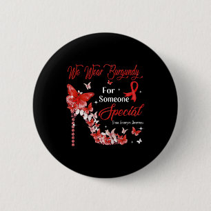 Draag Bourgondische vlinders Brain Aneurysm Awaren Ronde Button 5,7 Cm