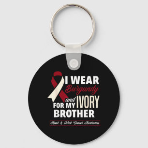 Draag Burgundy Ivory Voor Broer Hoofd Nek Kanker Sleutelhanger
