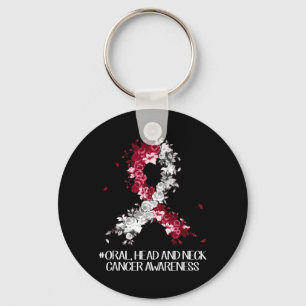 Draag Burgundy Witte Lint Orale Hoofd Nek Kanker Sleutelhanger