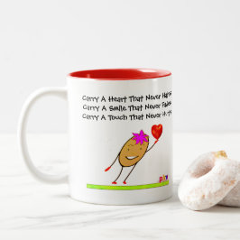 Draag een hart dat nooit haat tweekleurige koffiemok