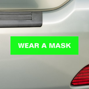 Draag een masker, een neongroene minimalistische a bumpersticker