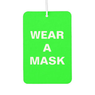 Draag een masker, een neongroene minimalistische a luchtverfrisser