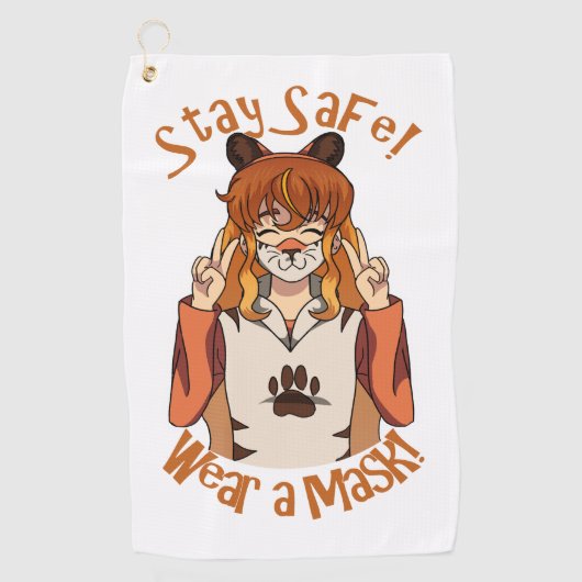 Draag een Masker! Golfhanddoek (Voorkant)