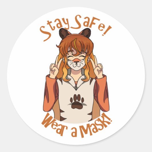 Draag een Masker! Ronde Sticker (Voorkant)