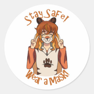 Draag een Masker! Ronde Sticker
